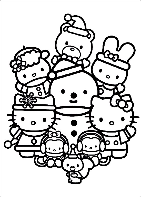 happy-family-of-hello-kitty-celebrating-christmas-coloring-pages ...